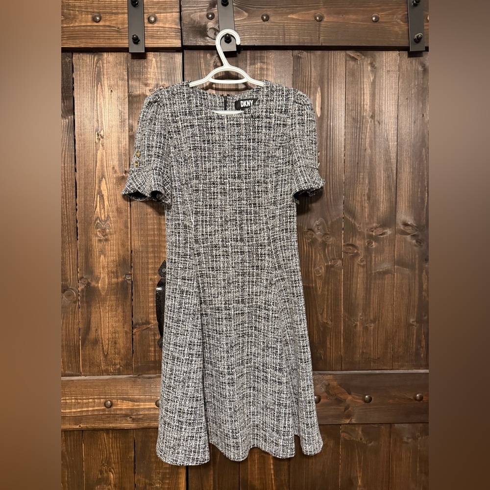DKNY Women's Monochrome Tweed Mini Dress
